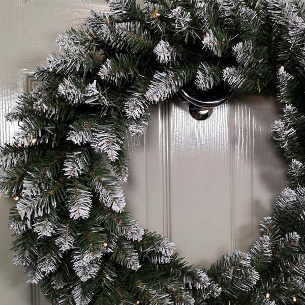 Samuel Alexander 60cm Snow Tipped Christmas Wreath with 50 Warm White LEDs and 160 Bullet Tips