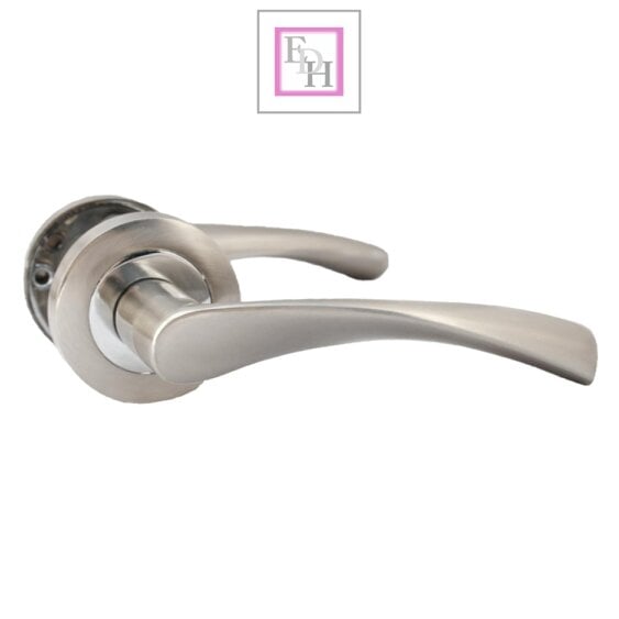 EDH Door Hardware EDH Duo Twist Door Handles – Satin Chrome Lever on Round Rose – Modern Internal Door Handles