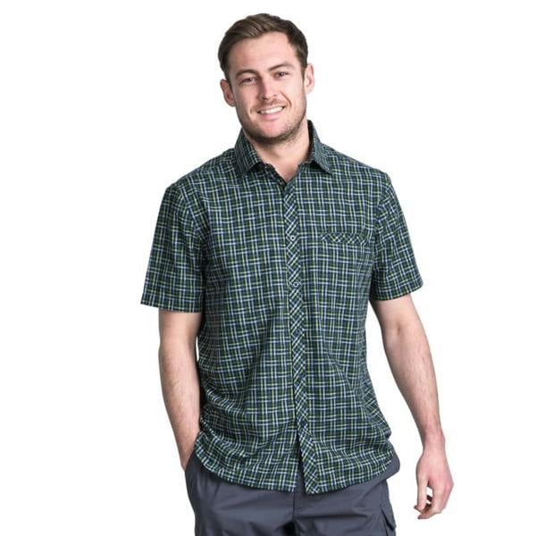 Trespass Mens Baffin Short Sleeve Casual Shirt - Olive Check - 