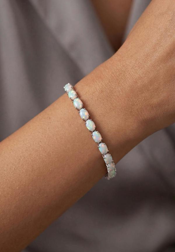 Latelita White Opal Tennis Bracelet Silver
