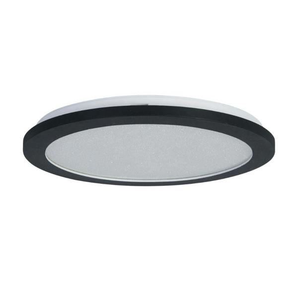 Pagazzi Lighting Addie Bathroom Black and Crystal LED Flush Ceiling Light