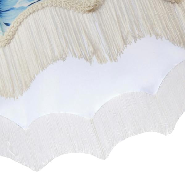 Vibrant Blue Floral Handmade Victorian Lamp Shade with White Trims Image 5