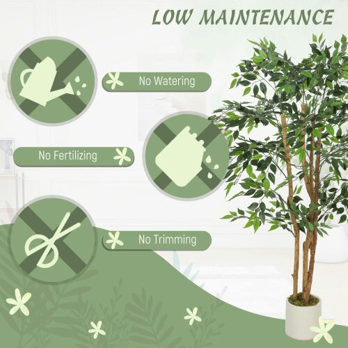 Wyld Haus Faluta Artificial Ficus Style Tree With Solid Trunk Detail In Pot 150cm Green