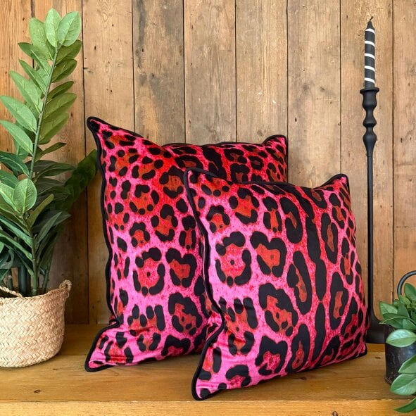 Love Frankie Pink Neon Leopard Print Cushions