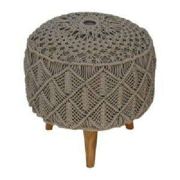 Wyld Haus Como Boho Cotton Crotchet Grey Footstool