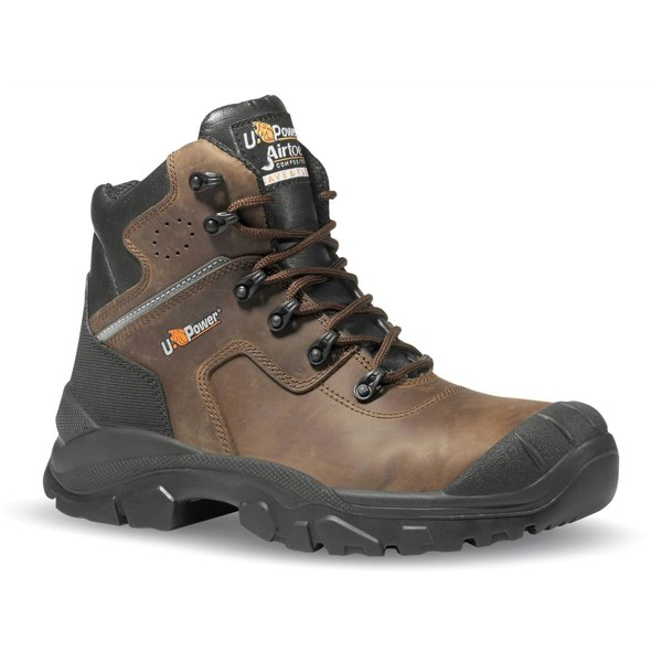 U-Power Greenland S3 Brown Leather Lace Up Metal Free Toecap Safety Boots