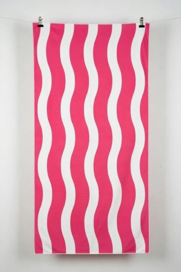 Dyzi Wavy Stripe Cotton Beach Towel Soft Absorbent Quick Dry 70x152cm