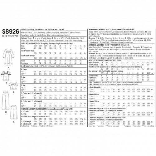 Simplicity Sewing Pattern 8926, Dresses, Tops, Trousers for Women, H5 (6-8-10-12-14) - Intermediate