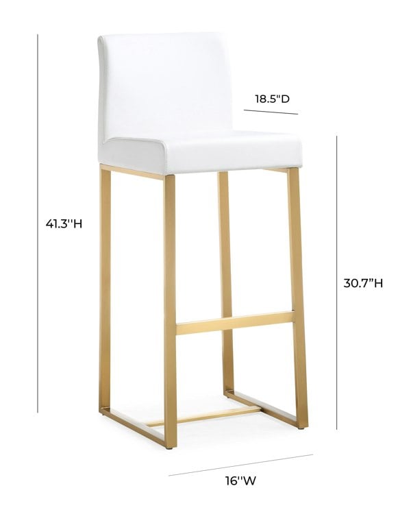 Furniture Edit Denmark White Gold Steel Barstool Set of 2