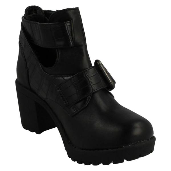 Red:Tag Girls Red Tag Buckle Strap Block Heel Ankle Boots