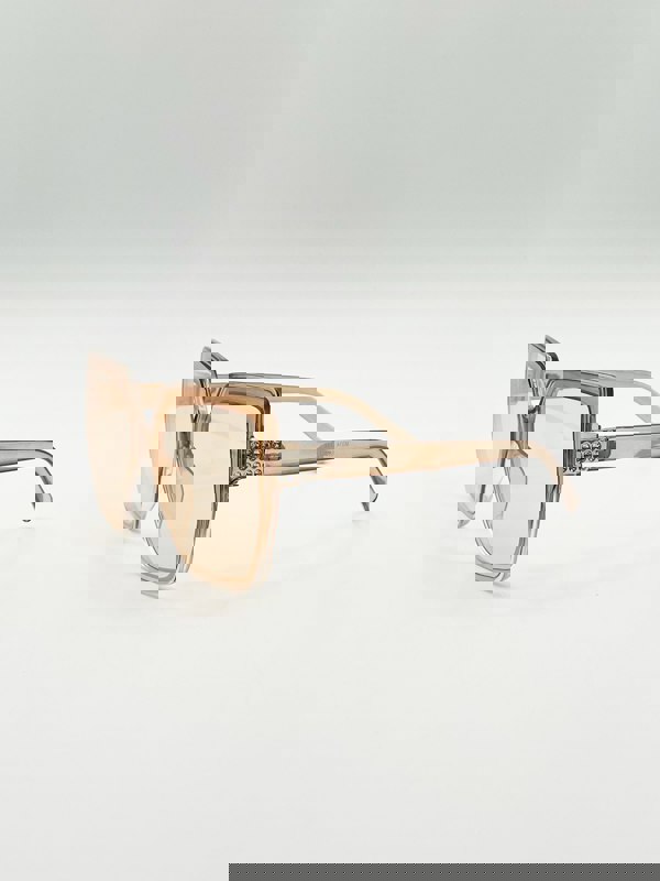 SVNX Oversize Cateye Sunglasses with Diamante Detail in Champagne