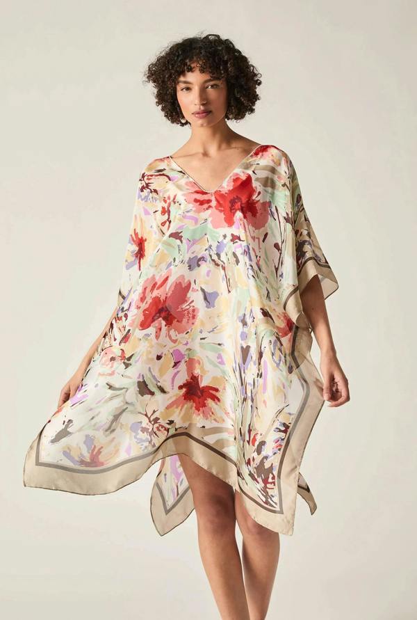James Lakeland Beige Floral Mosaic Kaftan