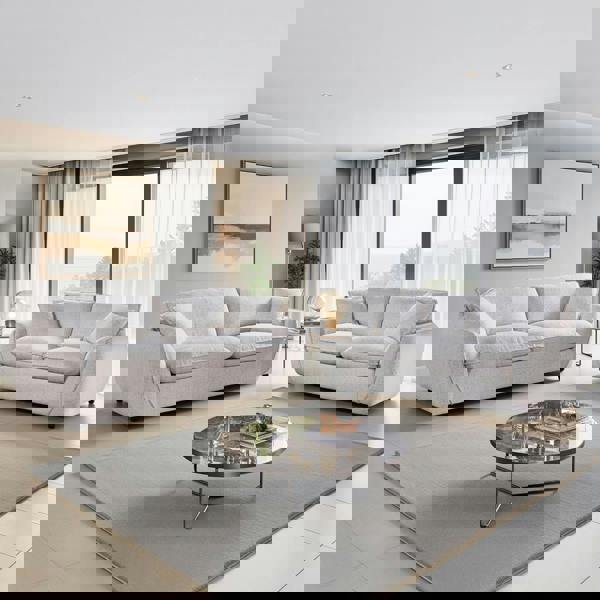 Furnishings For Less Berti Beige or Grey Fabric Sofa Suite