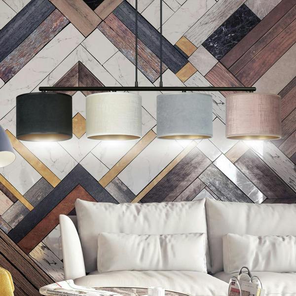 Emibig HILDE Pendant lamp 4 x E27 Black with Black, Grey and Pink Shade
