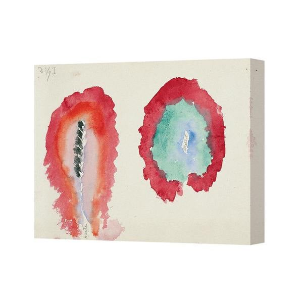 Benjamin Tate Design Abstract Watercolor Canvas Wall Art Print Red Teal Circles