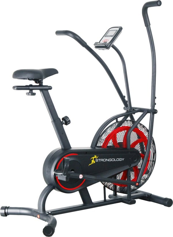 Strongology SCORPION Assault Bike – Compact Home Fitness Stationary Bike for Full Body Workouts with Smooth Fan Resistance and LCD Display