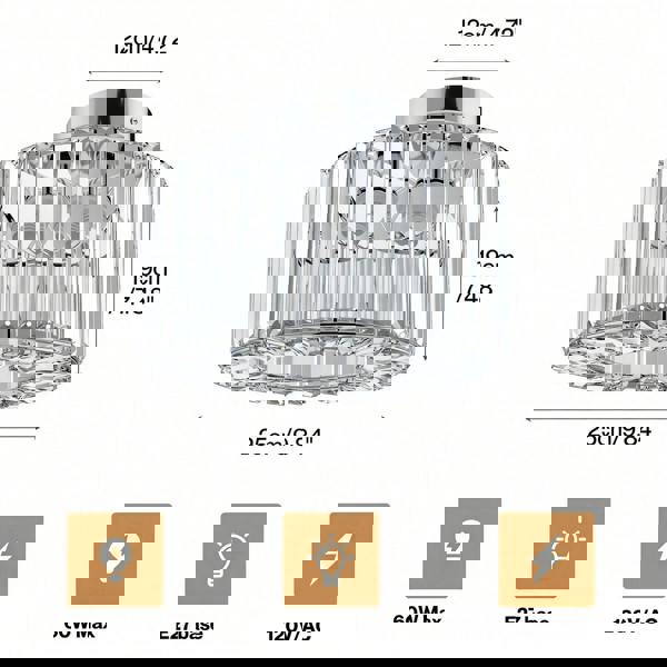 Emitto Crystal Ceiling Light Modern Chandelier Bedroom Hallway Pendant Lamp E27