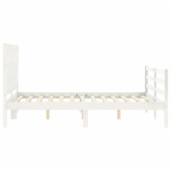 Berkfield Bed Frame with Headboard White 140x190 cm Solid Wood