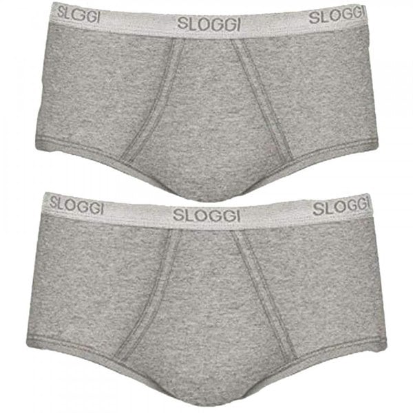 Sloggi Basic 2-Pack Men's Maxi Briefs, Grey Melange