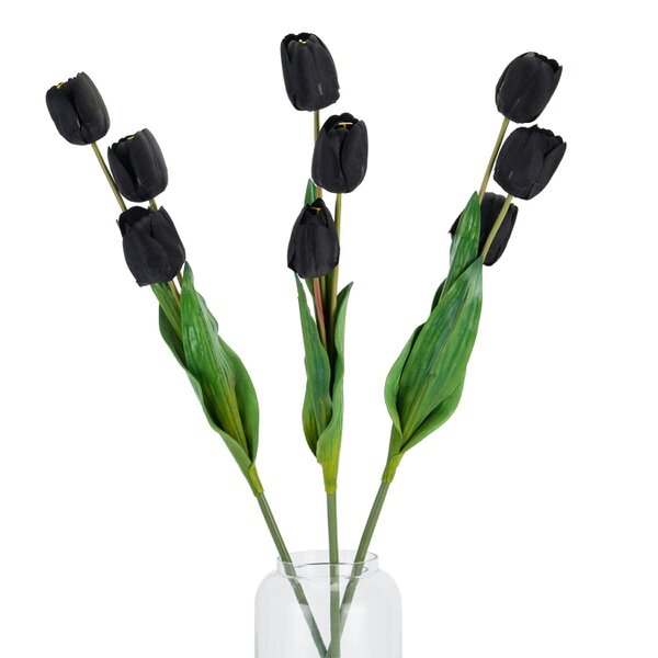 Wyld Haus Set of 3 Artificial Flowers Black Tulip Stems