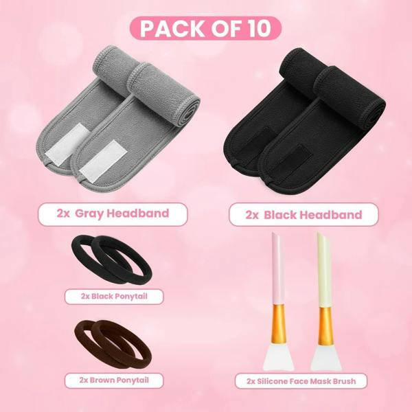 Dyzi 10 Pack Terry Cotton Skincare Spa Headbands – Reusable for Makeup Yoga and Face Wash