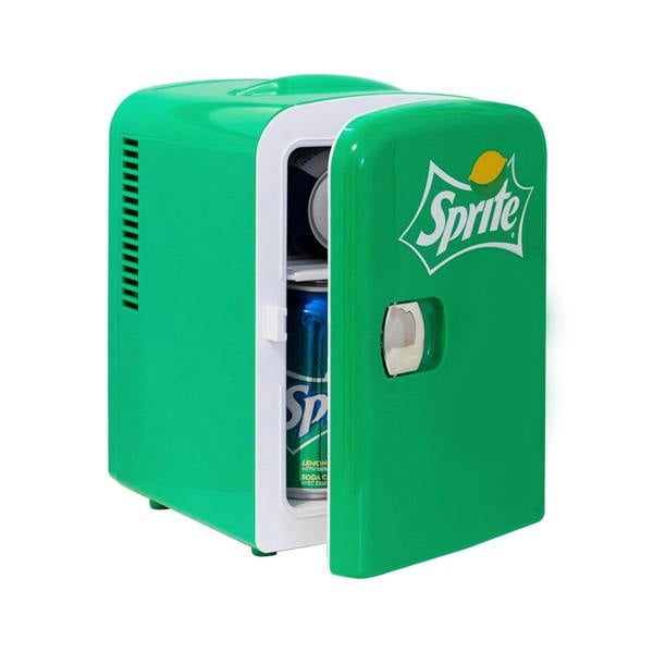 Coca-Cola Sprite 4L Mini Fridge 6 Can Tabletop Cooler & Warmer for Bedroom, Desk or Car (12V, Green)