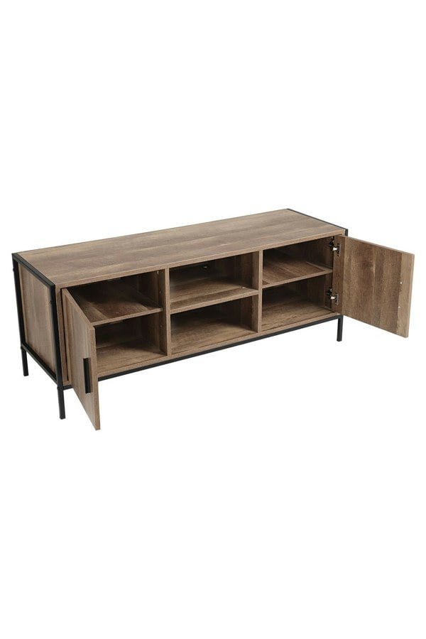 Living and Home 123cm Media Console Rustic Metal Frame TV Stand