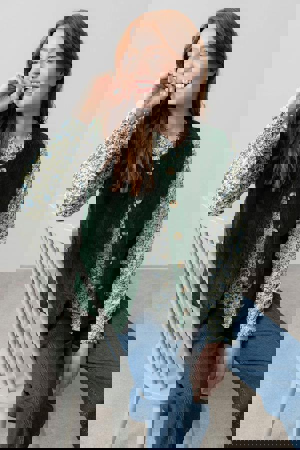 Dusk Stretch Cotton Jumbo Cord Gilet Pine Green | Lily and Me Clothing