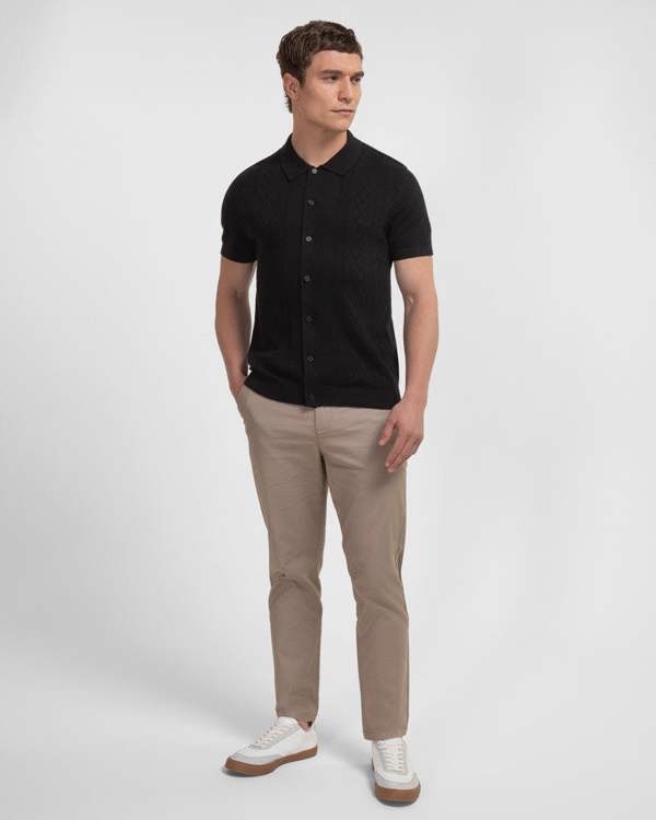 Steel & Jelly Bayswater - Embossed Stripe Knitted Short Sleeve Shirt
