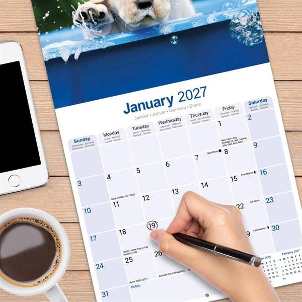 Yellow Labrador Retriever Puppies Calendar 2027, Wall Calendars, Month To View, Dogs, Gift