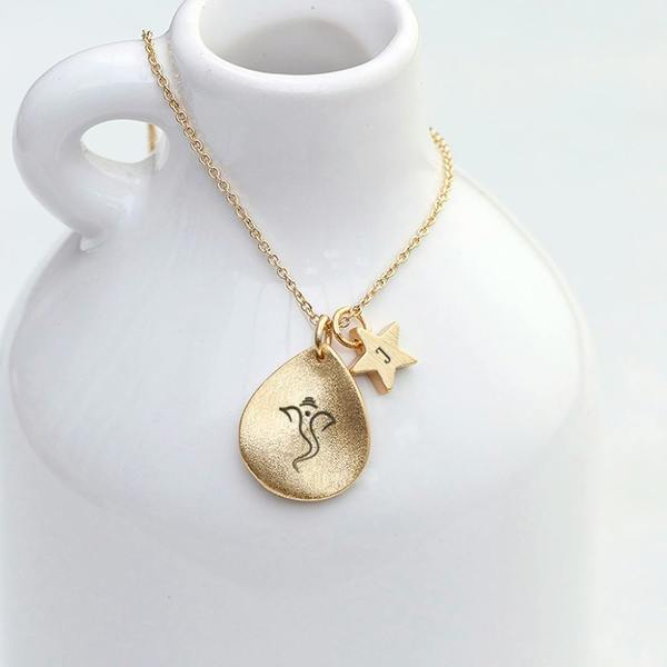 Personalised Diwali Petal Ganesh Gold Necklace - alternative angle