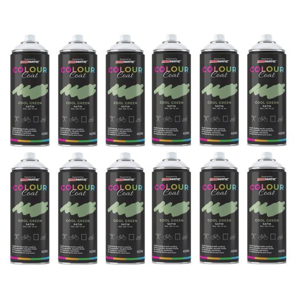 Colour Coat 12X Cool Green RAL 130 70 50 Satin Spray Paint 400ml