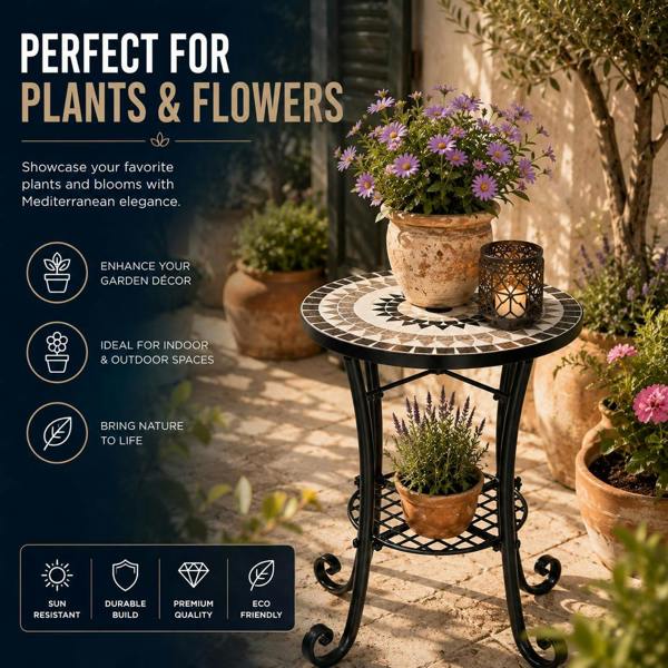 35cm Medina Mosaic Plant Stand/Side Table image 4