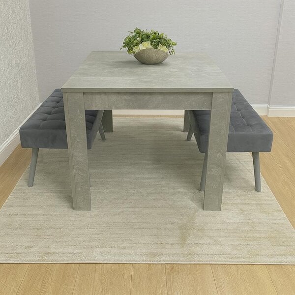 Kosy Koala Dining Table Set Of Modern Grey Table And 2 Grey Velvet Benches Dining Room Furniture