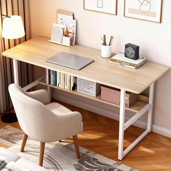 Havendro Home Office Computer Desk with Bookshelf Study Writing Workstation