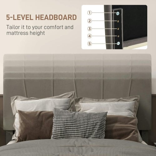 Wyld Haus Nare 4FT6 Double Bed Frame With Soft Touch Upholstered Headboard Grey