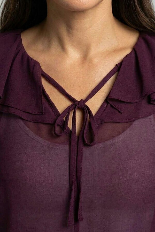 Izabel London Semi Sheer Layered Frill Neck Blouse