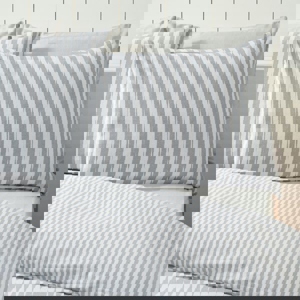 Catherine Lansfield Brushed Stripe Cotton Reversible Duvet Cover Set Silver Grey