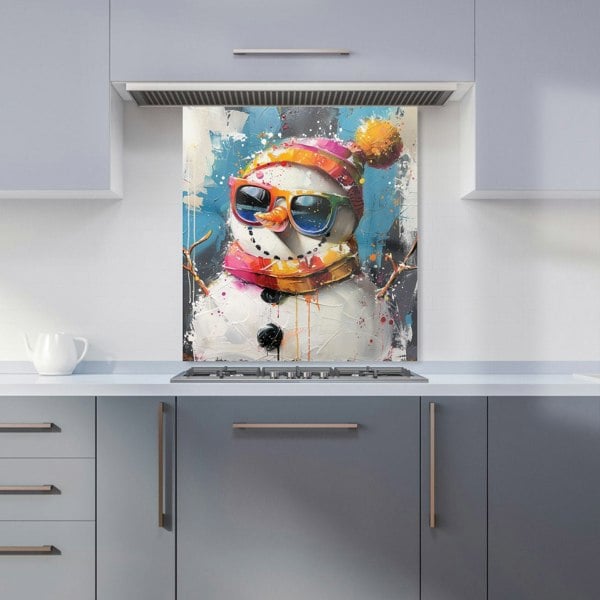 Warren Reed - Designer Vibrant Snowman with Style Kitchen Splashback