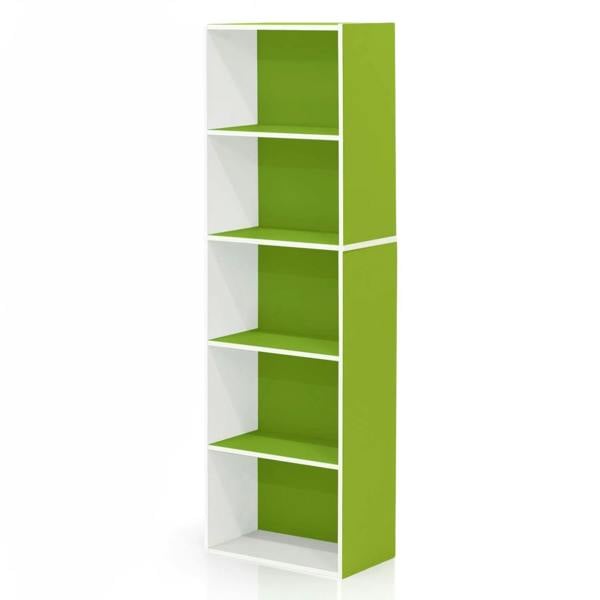 WALPLUS 5-Tier Reversible Color Open Shelf Bookcase , White/Green 11055WH/GR | Luxury Wall Decor for Living Room & Bedroom