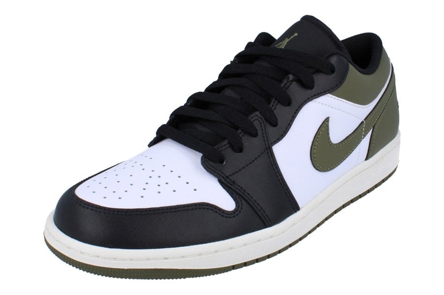 Nike Air Jordan 1 Low Mens Trainers 553558  092 - Black White Medium Olive 092 - Photo 0