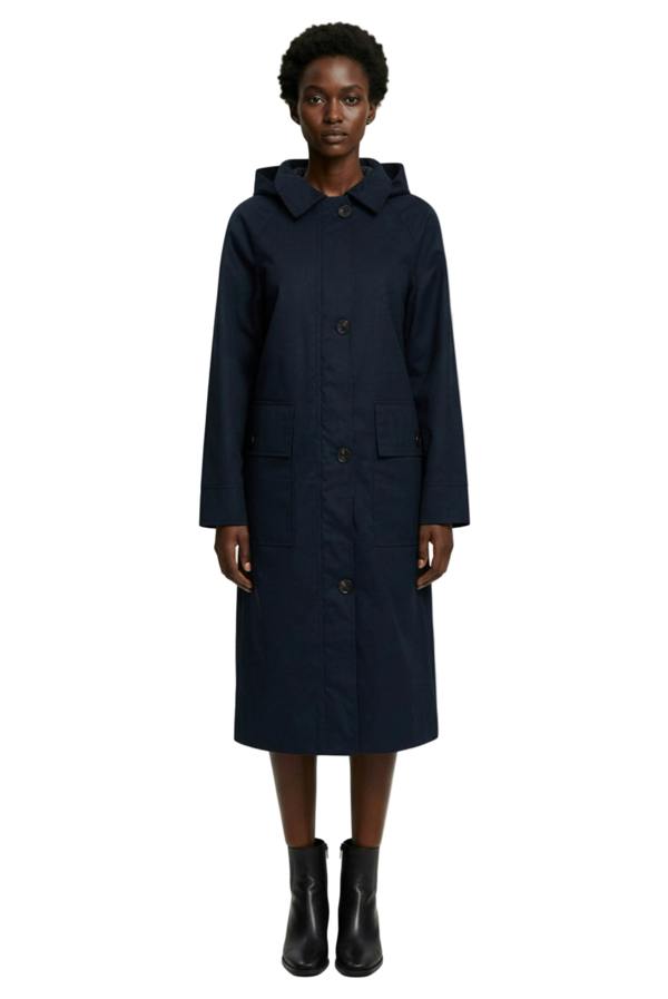 Elle Waxed Cotton Long Coat
