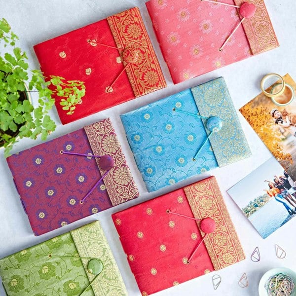 Paper High Small Sari Fabric Photo Album
