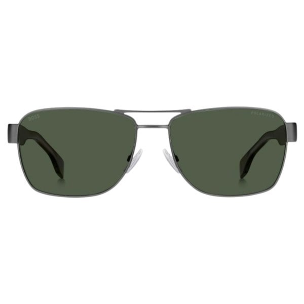 Hugo Boss Matte Ruthenium Dark Havana Legs Green Lensed Sunglasses