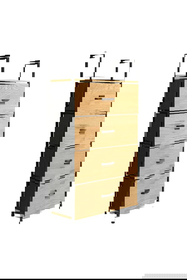 Living and Home Freestanding 4-Drawer Wood and Fabric Storage Cabinet