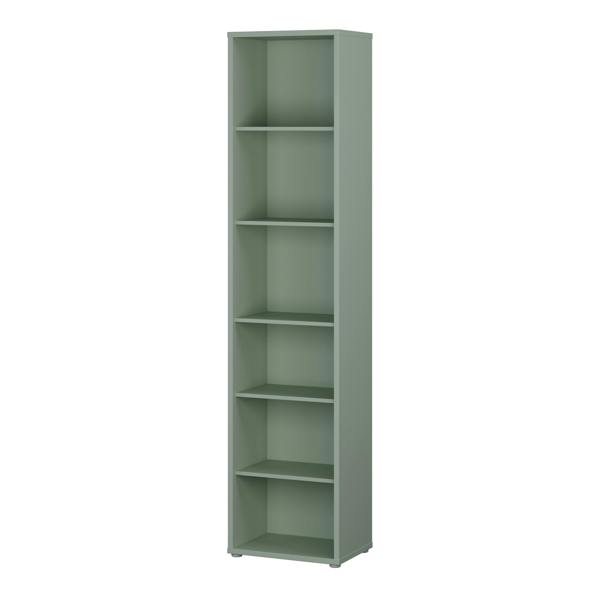 Furniture To Go Alice Springs Tall Narrow Bookcase with 5 Shelves in Sage Green
