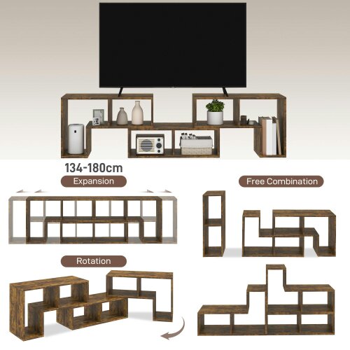 Wyld Haus Paline Rase 130cm Wooden Rustic Brown 3 Block Modular TV Stand