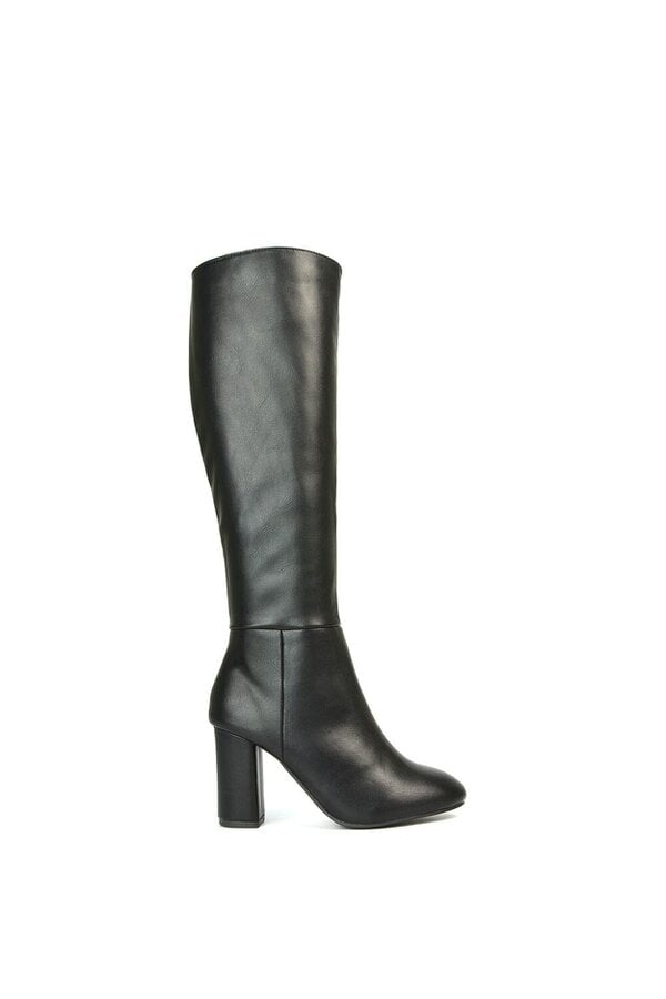 XY LONDON Knee High Block Heeled Boots With Zip Fastening