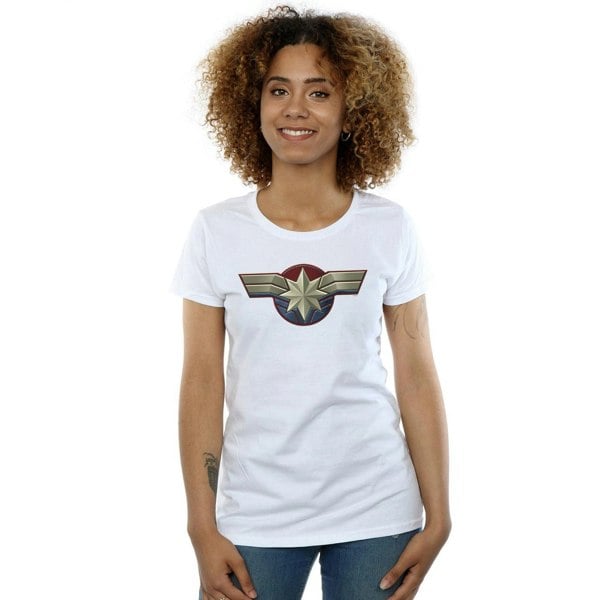 Marvel Womens/Ladies Captain Marvel Chest Emblem Cotton T-Shirt - White