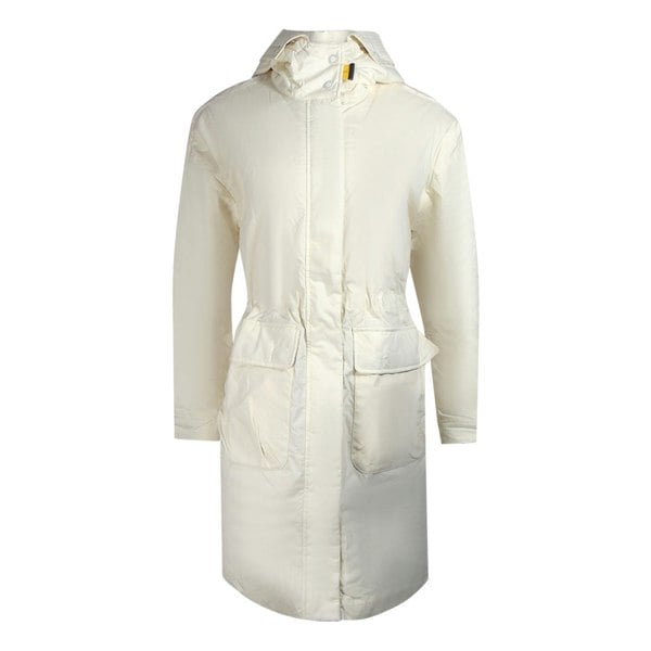 Parajumpers Eulalia Moonbeam White Hooded Padded Long Jacket S